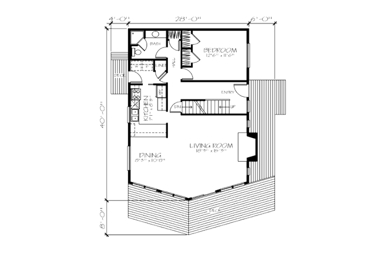 Architectural House Design - Floor Plan - Main Floor for Bungalow House Plan #320-155 - 3 bed, 2 bath