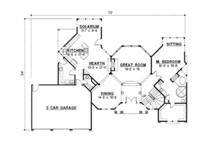 Floor Plan - Main Floor for European House Plan #67-418 - 4 bed, 3.5 bath