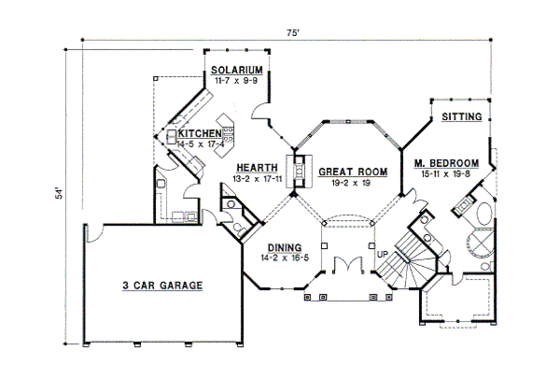 Floor Plan - Main Floor for European House Plan #67-418 - 4 bed, 3.5 bath
