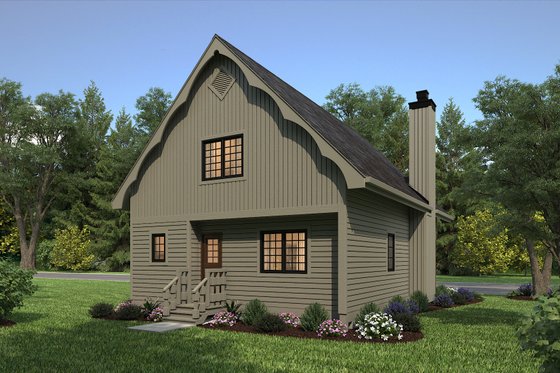 Exterior - Rear Elevation 1 for Cabin House Plan #47-665 - 3 bed, 2 bath