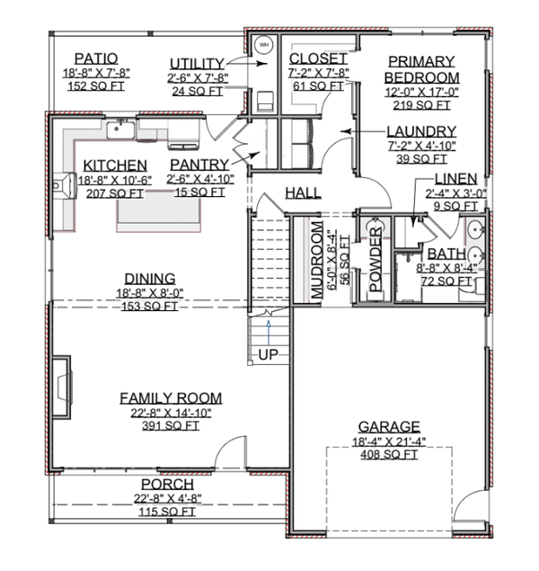 Craftsman Floor Plan - Main Floor Plan #1116-19