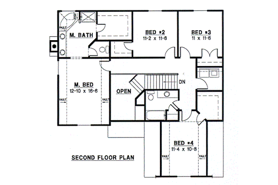 Floor Plan - Upper Floor for Traditional House Plan #67-489 - 4 bed, 2.5 bath