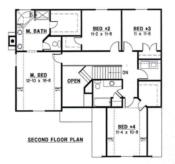 Traditional Floor Plan - Upper Floor Plan #67-489