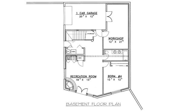 Floor Plan - Lower Floor for Log House Plan #117-415 - 4 bed, 3 bath