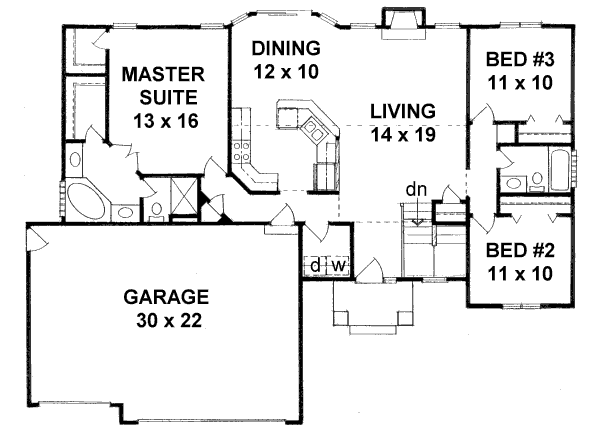 House Design - Traditional Floor Plan - Main Floor Plan #58-189