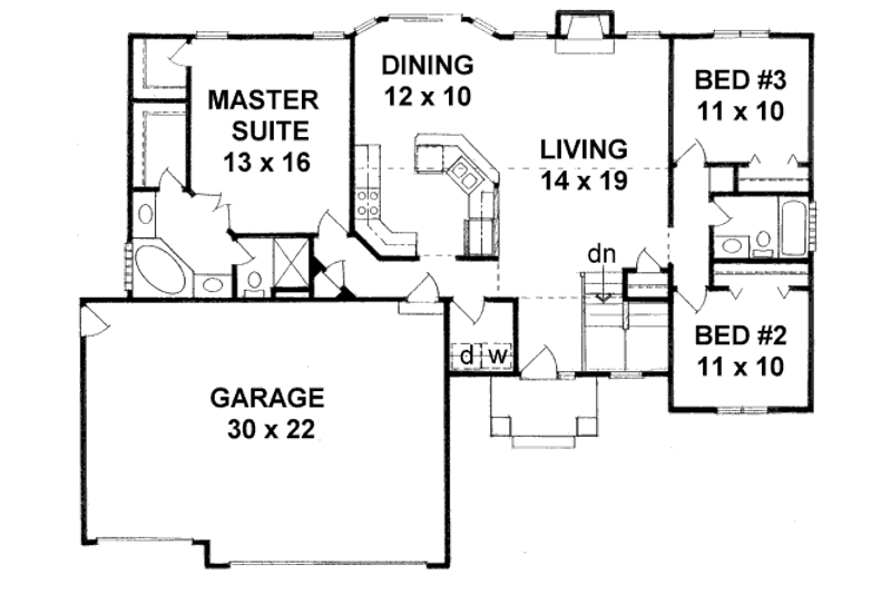 Dream House Plan - Floor Plan - Main Floor for Traditional House Plan #58-189 - 3 bed, 2 bath