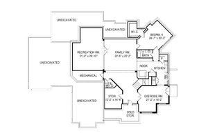 Floor Plan - Lower Floor for Contemporary House Plan #920-90 - 4 bed, 4 bath