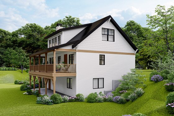 Exterior - Rear Elevation for Cottage House Plan #124-1366 - 3 bed, 2.5 bath