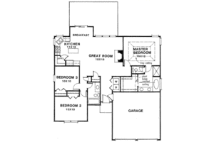 Floor Plan - Main Floor for Traditional House Plan #129-151 - 3 bed, 2 bath