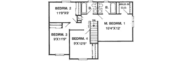 Traditional Floor Plan - Upper Floor Plan #116-180