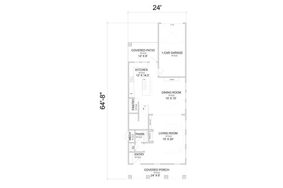 Floor Plan - Main Floor for Bungalow House Plan #1098-16 - 3 bed, 2.5 bath