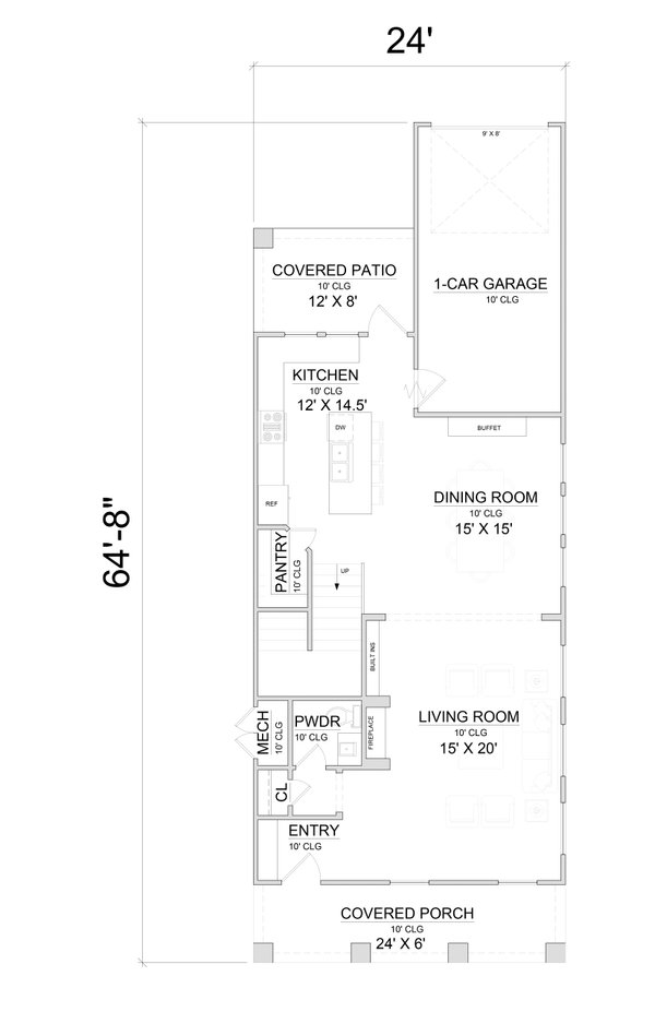 Bungalow Floor Plan - Main Floor Plan #1098-16