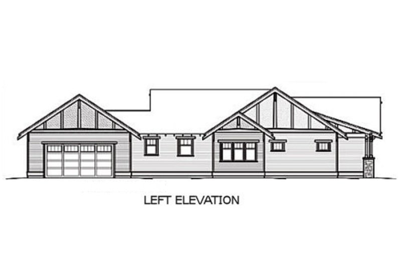 House Blueprint - Bungalow style, Craftsman design home, left elevation