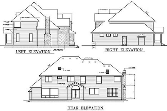 Exterior - Rear Elevation for European House Plan #103-203 - 4 bed, 5 bath