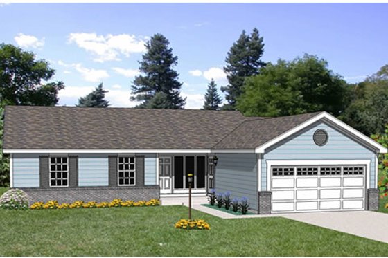 Exterior - Front Elevation for Ranch House Plan #116-232 - 3 bed, 2 bath