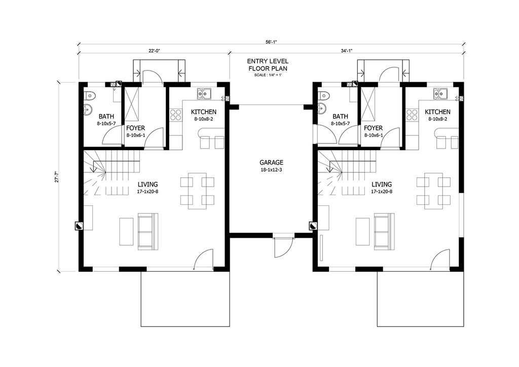 Contemporary Style House  Plan 3 Beds 2 Baths 1200  Sq Ft 