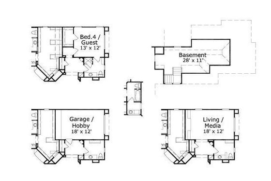 Floor Plan - Other Floor for European House Plan #411-397 - 4 bed, 4 bath