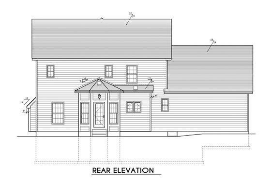 Exterior - Rear Elevation for Colonial House Plan #1010-211 - 3 bed, 2.5 bath