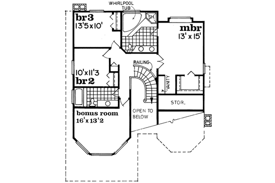 Floor Plan - Upper Floor for Traditional House Plan #47-548 - 3 bed, 2.5 bath