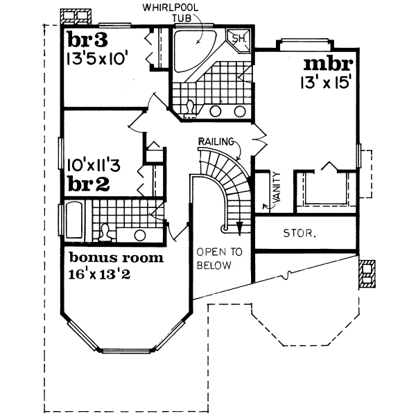 Floor Plan - Upper Floor for Traditional House Plan #47-548 - 3 bed, 2.5 bath