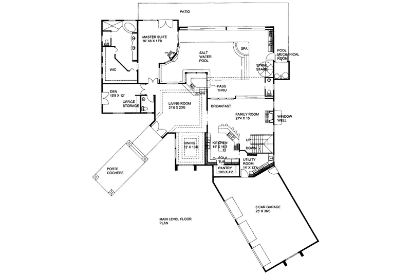 Home Plan - Floor Plan - Main Floor for Ranch House Plan #117-738 - 2 bed, 3.5 bath