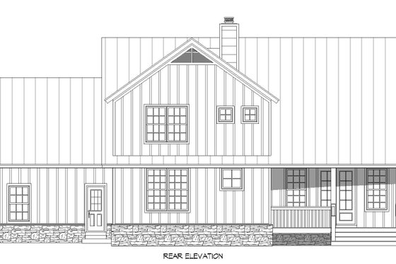 Exterior - Rear Elevation for Country House Plan #932-258 - 3 bed, 2.5 bath