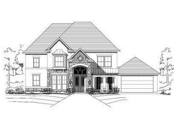 Exterior - Front Elevation for European House Plan #411-561 - 5 bed, 3.5 bath