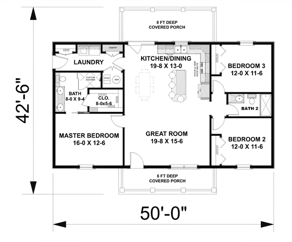 House Blueprint - Cottage Floor Plan - Main Floor Plan #44-246
