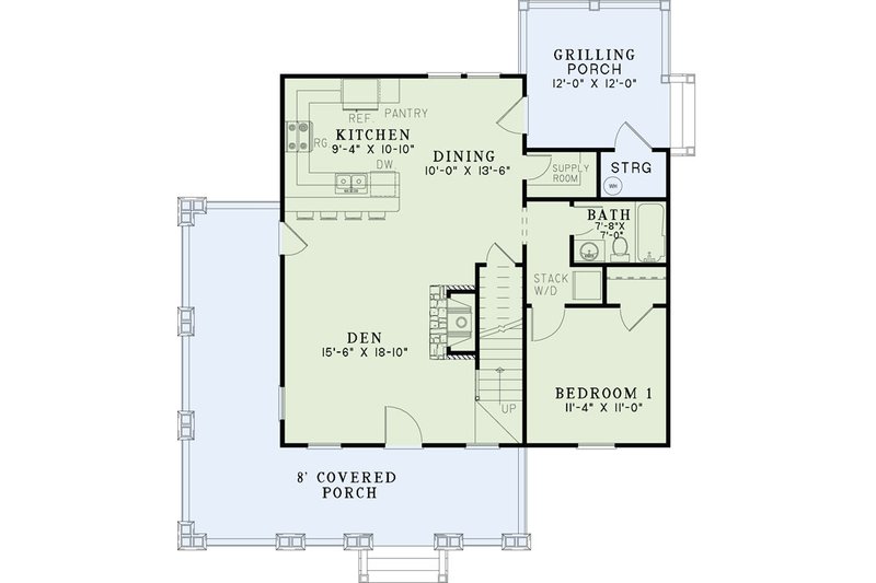 Home Plan - Floor Plan - Main Floor for Country House Plan #17-3345 - 3 bed, 2 bath