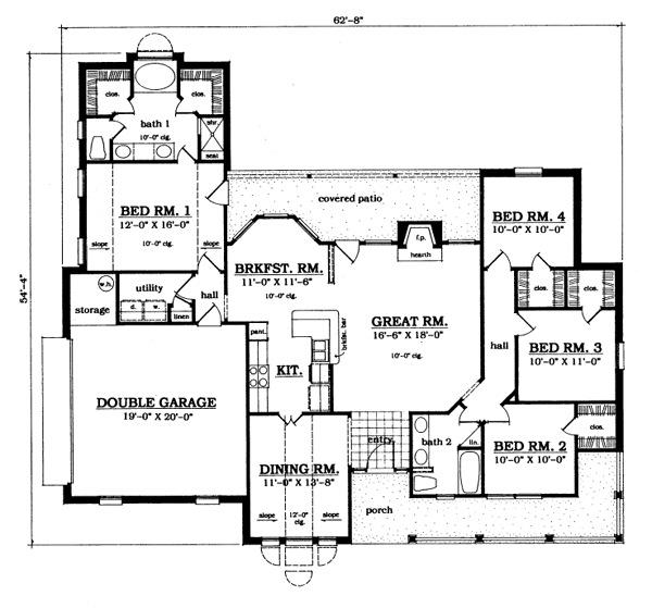 Country Floor Plan - Main Floor Plan #42-123