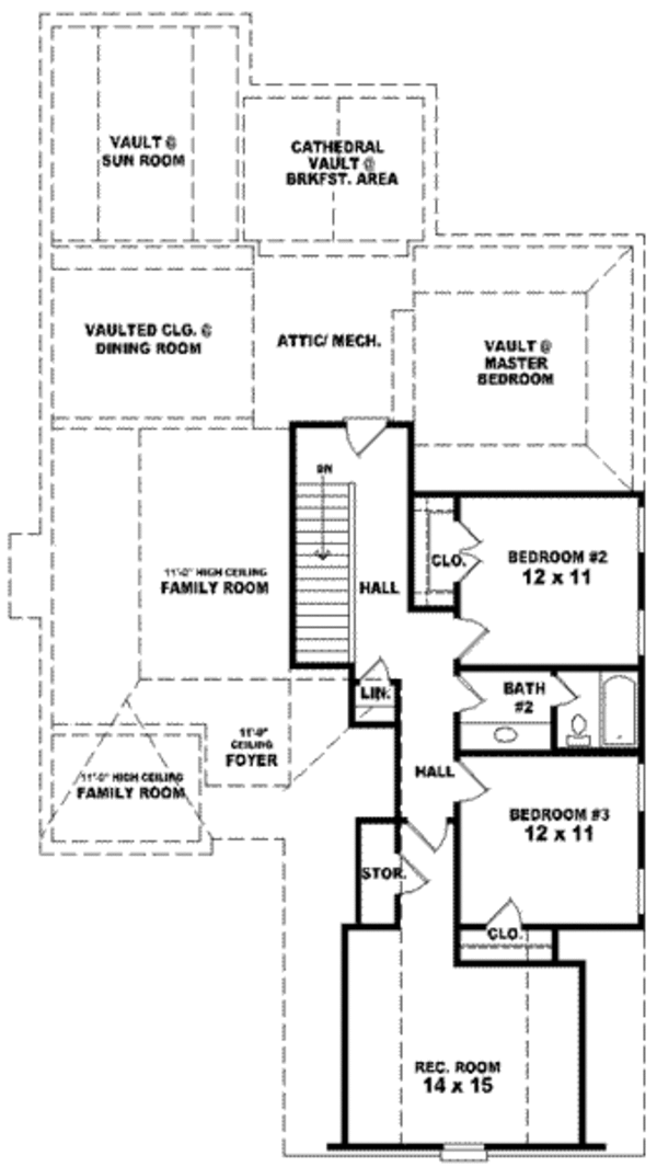Traditional Floor Plan - Upper Floor Plan #81-930