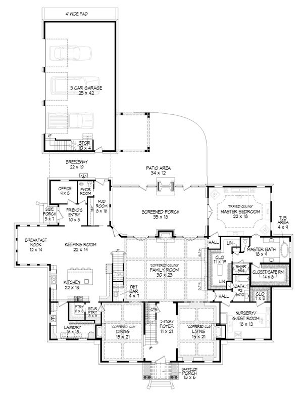 House Blueprint - Country Floor Plan - Main Floor Plan #932-366