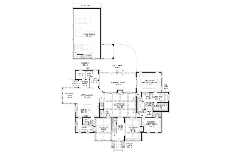 House Blueprint - Floor Plan - Main Floor for Country House Plan #932-366 - 6 bed, 5.5 bath
