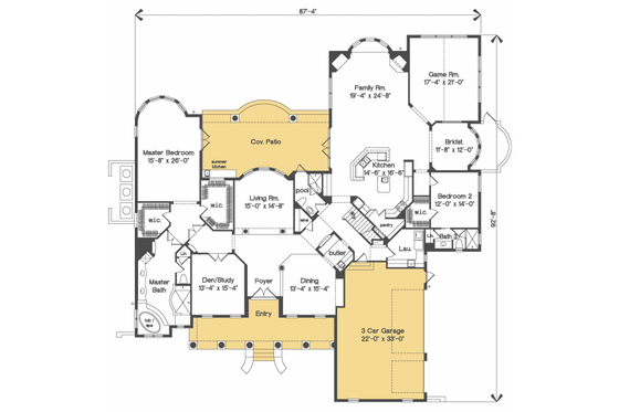 Floor Plan - Main Floor for Southern House Plan #135-183 - 5 bed, 5 bath
