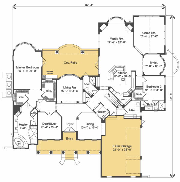 Southern Floor Plan - Main Floor Plan #135-183