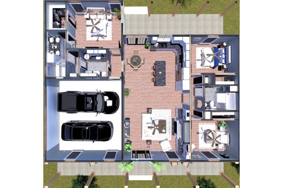 Floor Plan - Main Floor 1 for Farmhouse House Plan #44-306 - 3 bed, 2 bath