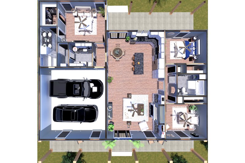 Dream House Plan - Floor Plan - Main Floor 1 for Farmhouse House Plan #44-306 - 3 bed, 2 bath