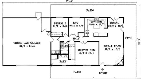 Bungalow Floor Plan - Main Floor Plan #1-1023