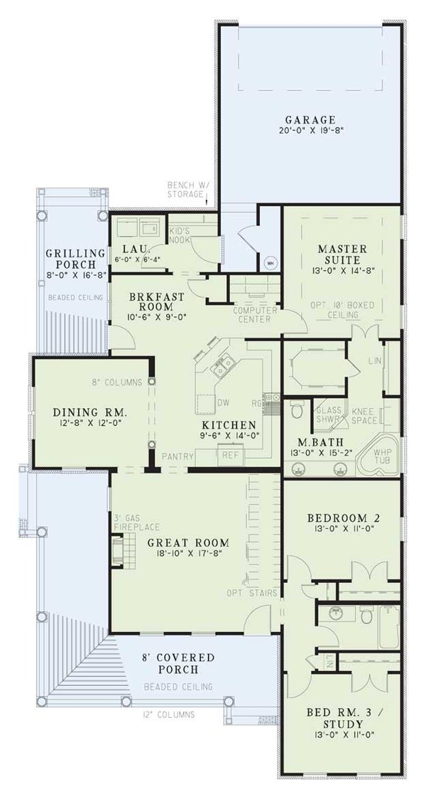 Country Floor Plan - Main Floor Plan #17-1018