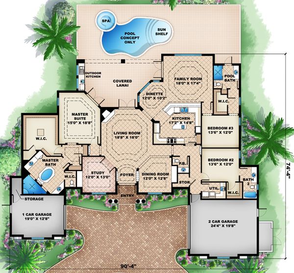 Mediterranean Floor Plan - Main Floor Plan #27-418
