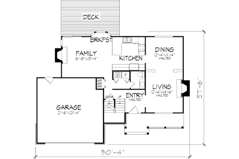 Dream House Plan - Floor Plan - Main Floor for Country House Plan #320-353 - 4 bed, 2.5 bath