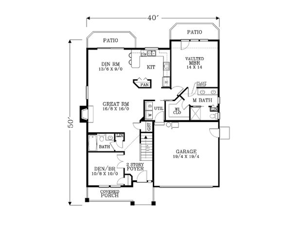 Craftsman Floor Plan - Main Floor Plan #53-472