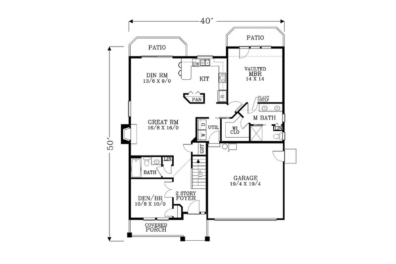 Dream House Plan - Floor Plan - Main Floor for Craftsman House Plan #53-472 - 4 bed, 3 bath