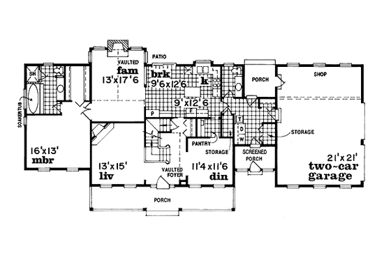 Floor Plan - Main Floor for Traditional House Plan #47-297 - 3 bed, 2.5 bath