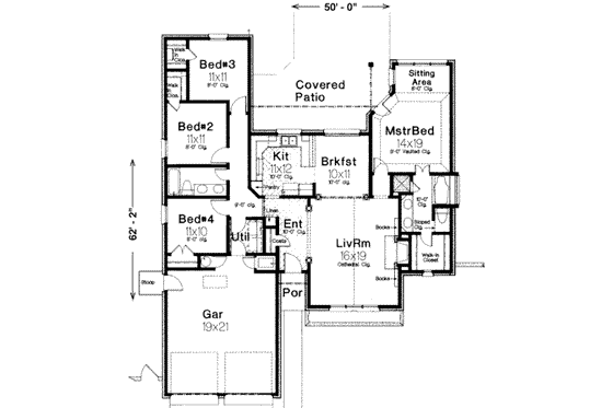 Floor Plan - Main Floor for European House Plan #310-136 - 4 bed, 2 bath