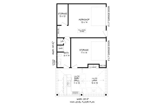 Floor Plan - Main Floor for Country House Plan #932-312, 1 bath
