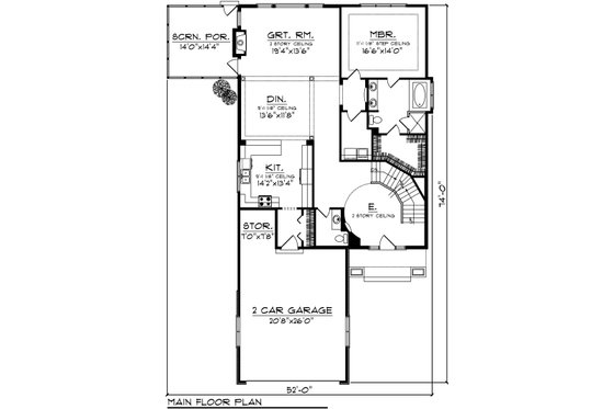 Floor Plan - Main Floor for Traditional House Plan #70-1035 - 3 bed, 3.5 bath