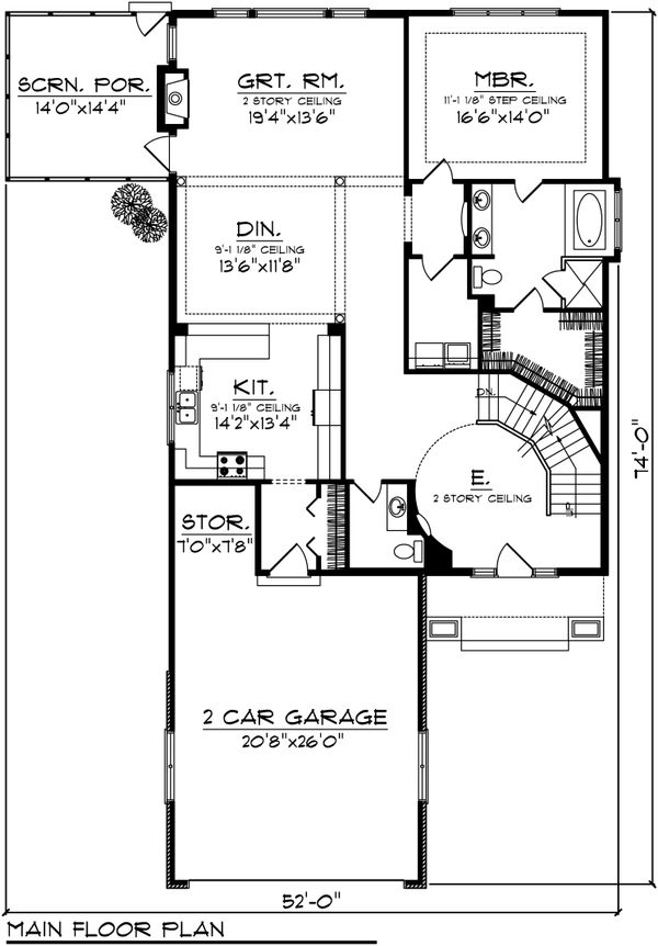 Dream House Plan - Traditional Floor Plan - Main Floor Plan #70-1035