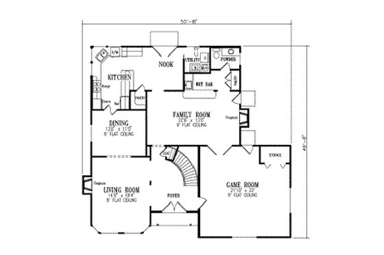 Floor Plan - Main Floor for Adobe / Southwestern House Plan #1-761 - 3 bed, 2.5 bath