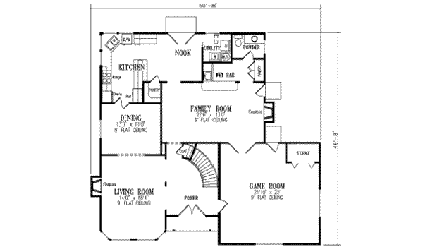 Adobe / Southwestern Floor Plan - Main Floor Plan #1-761